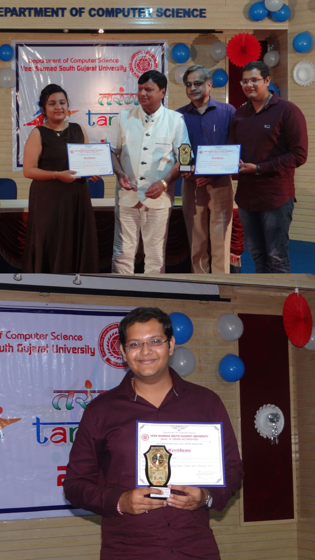 Awarded for best performance in Academics
